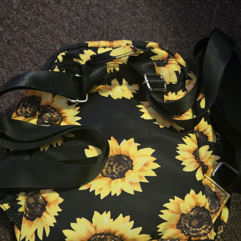 Sunflower Print Backpack - Picture 2 of 3